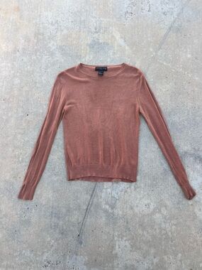 August Silk Lightweight Crewneck Sweater — Rust